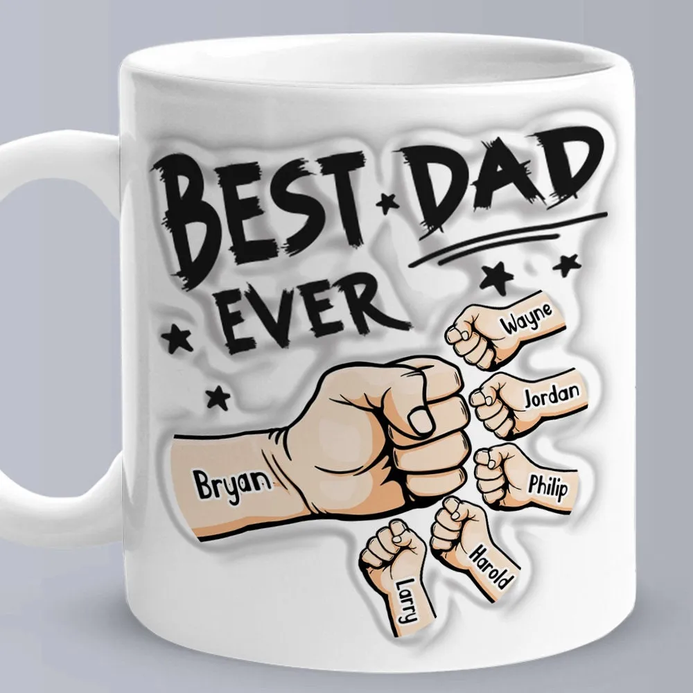 Personalized Best Dad Best Papa 3D Inflated Effect Ceramic Coffee Mug Father's Day Gift for Dad Husband Grandad UNCLE Brother BFF birthday