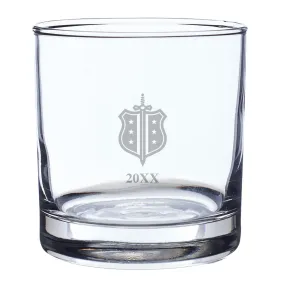 Phi Delt Engraved Year Rocks Glass