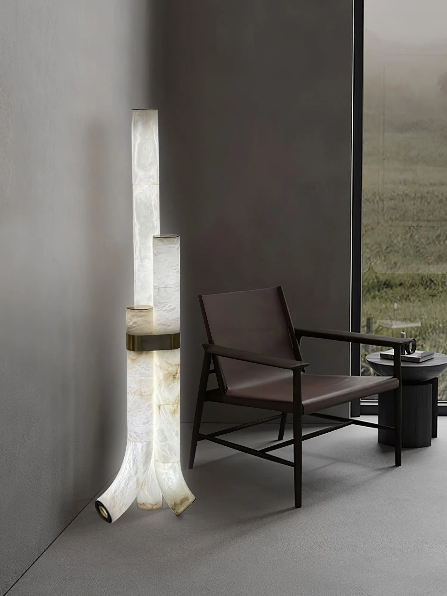 Piped Alabaster Floor Lamp