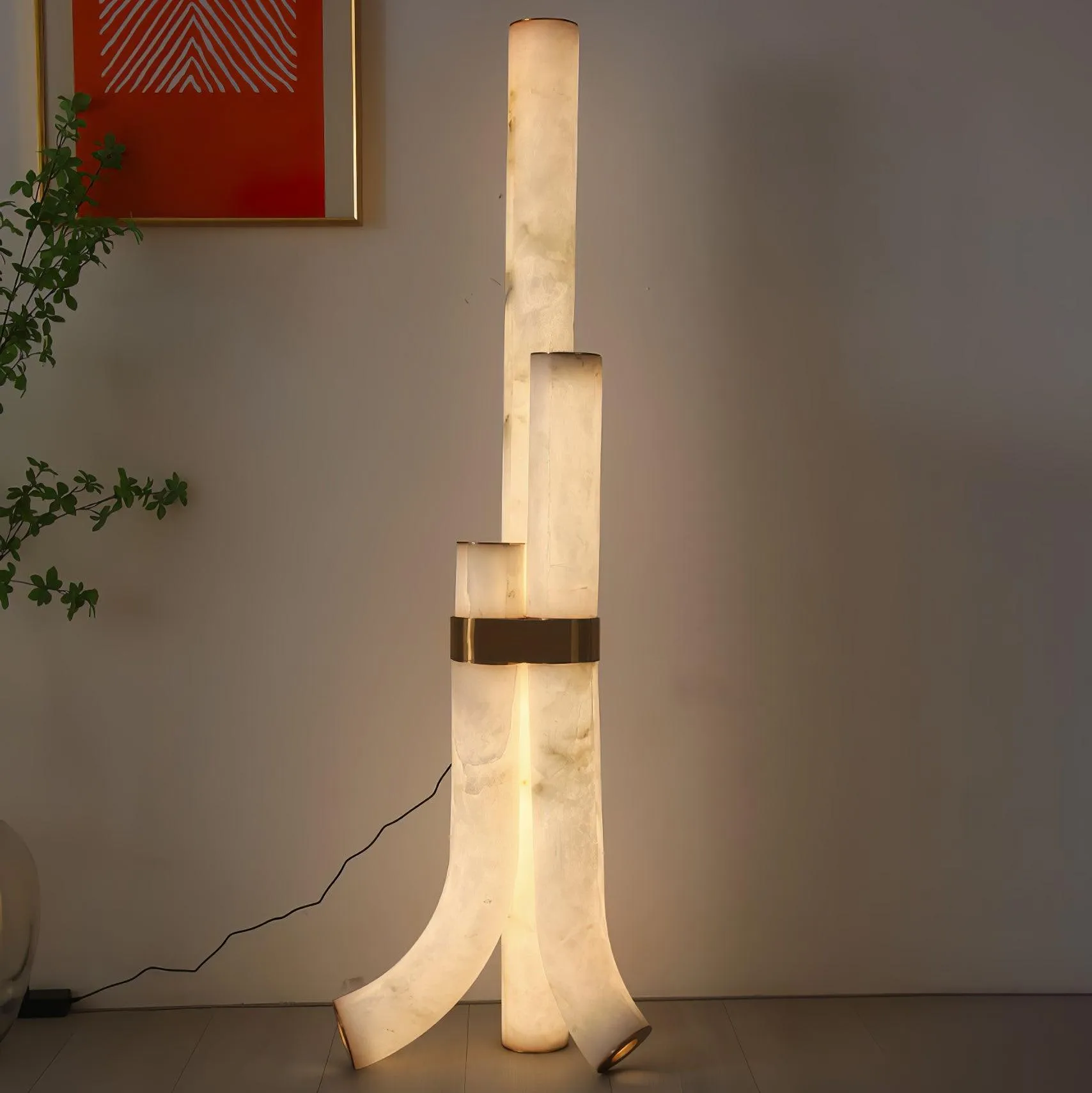 Piped Alabaster Floor Lamp