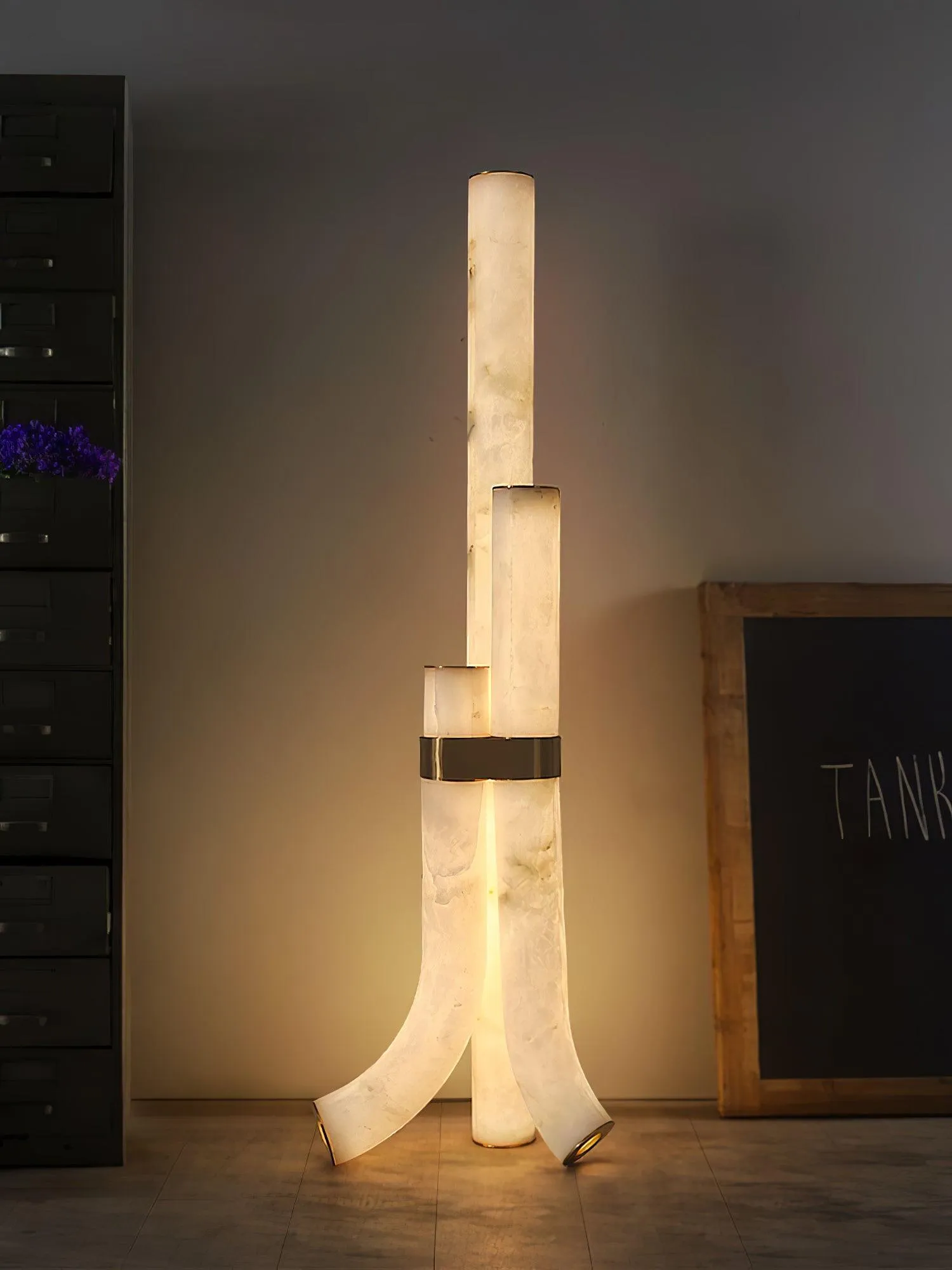 Piped Alabaster Floor Lamp