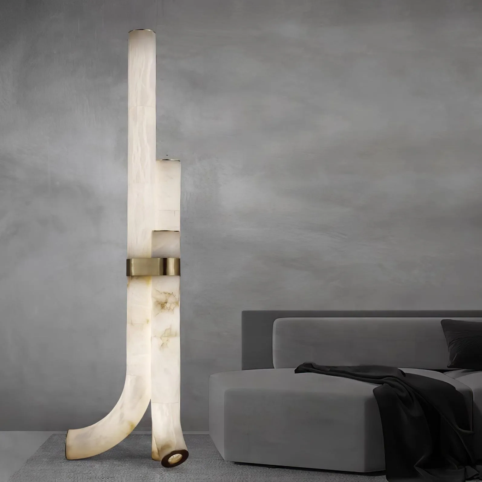 Piped Alabaster Floor Lamp