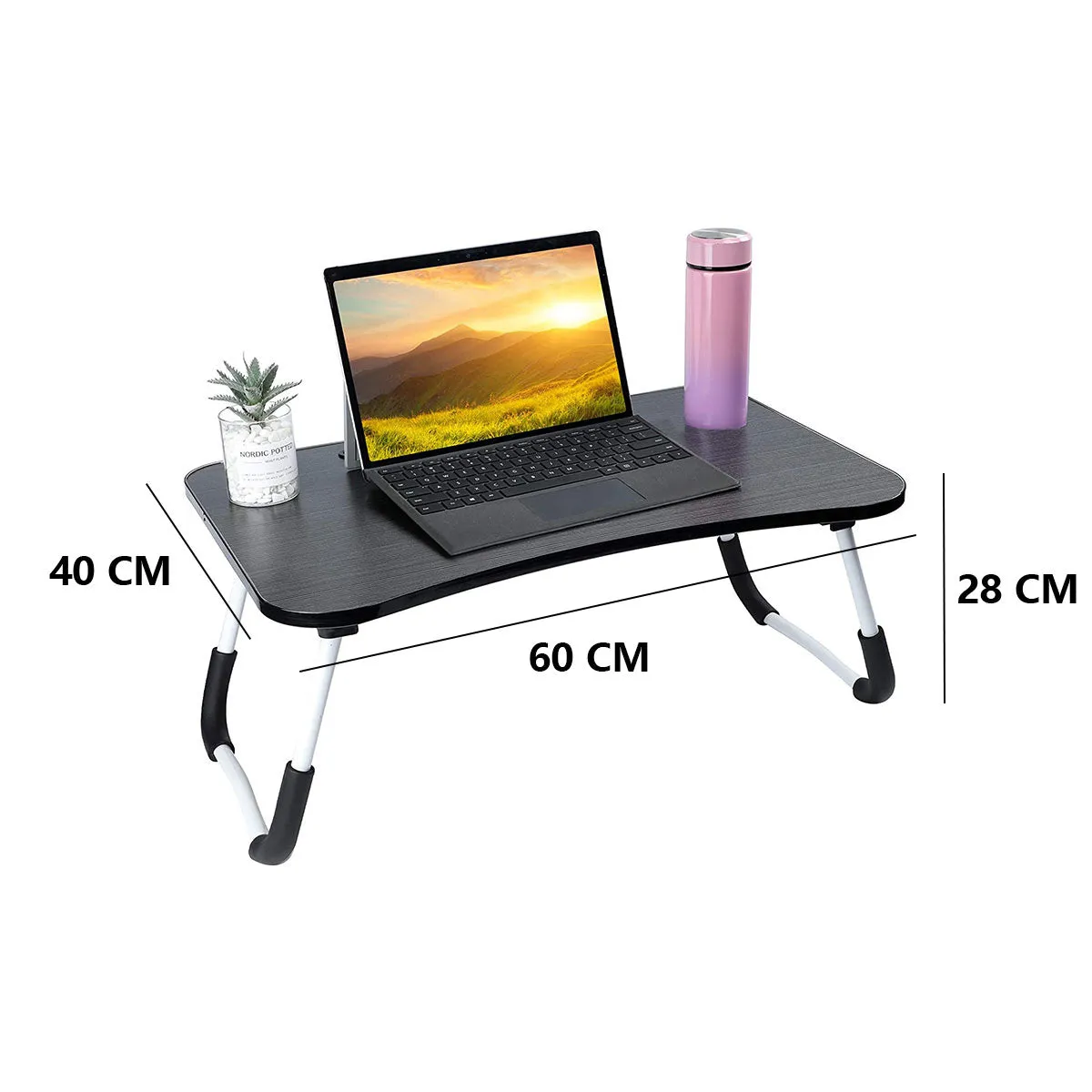 Portable Foldable Bed Laptop Table Black