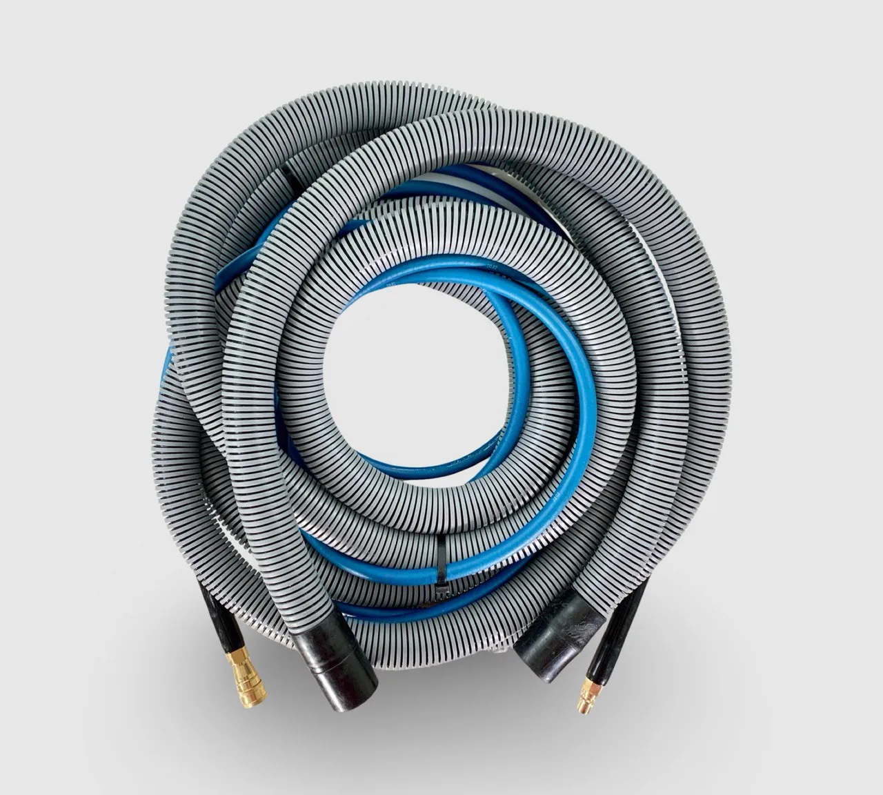 PRE-OWNED 25ft / 7.5m High Pressure Solution & Lightweight 32mm Vacuum Hose Set – Fitted with Standard Brass Male & Female Connectors & 38mm / 1.5 inch Hose Cuffs