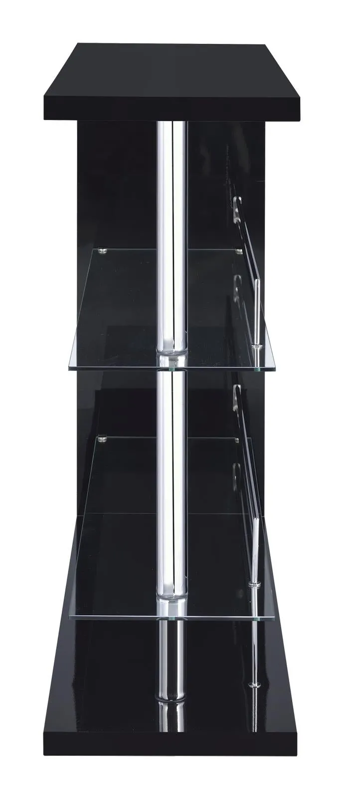 Prescott Glossy Black Rectangular 2-Shelf Bar Unit