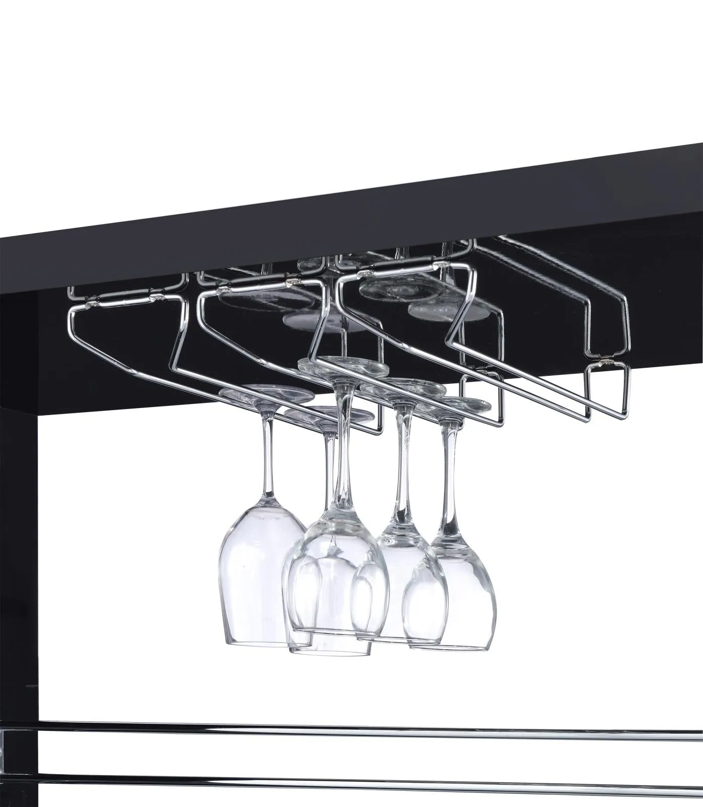 Prescott Glossy Black Rectangular 2-Shelf Bar Unit