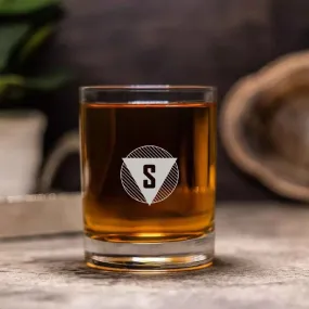 Pretty Personalized Whiskey Glass - Gift For Him Husband Boyfriend - Monogram Triangle