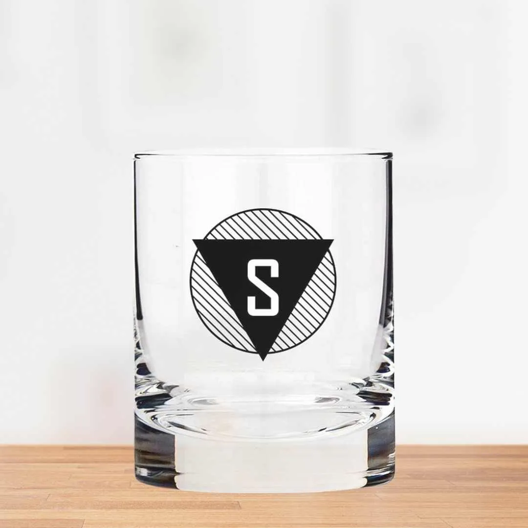 Pretty Personalized Whiskey Glass - Gift For Him Husband Boyfriend - Monogram Triangle