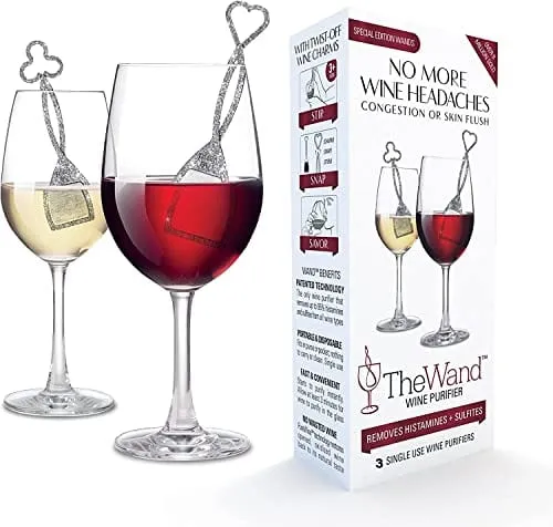 PureWine Wand Technology Histamine and Sulfite Filter, Purifier Alleviates Wine Allergies, Stir Stick Aerates Wine - Pack of 3