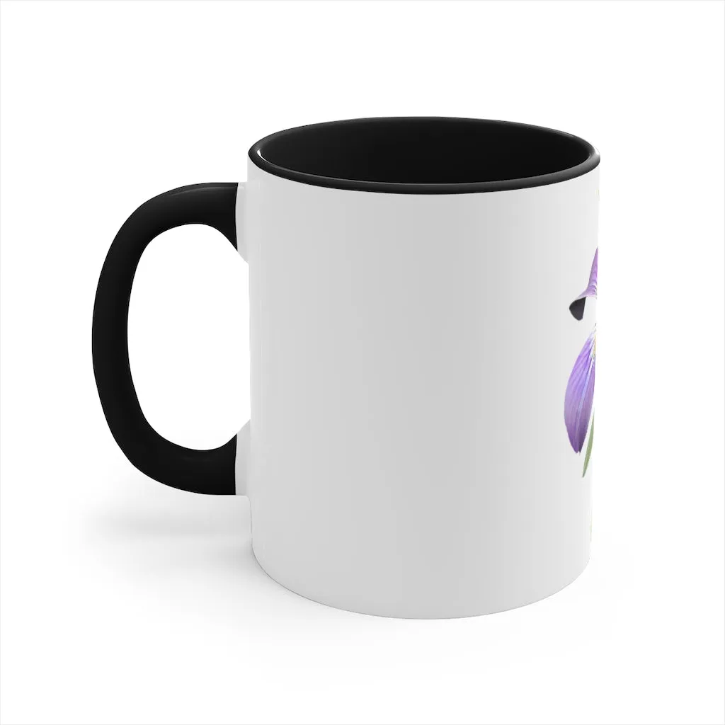 Purple Flower Accent Coffee Mug, 11oz