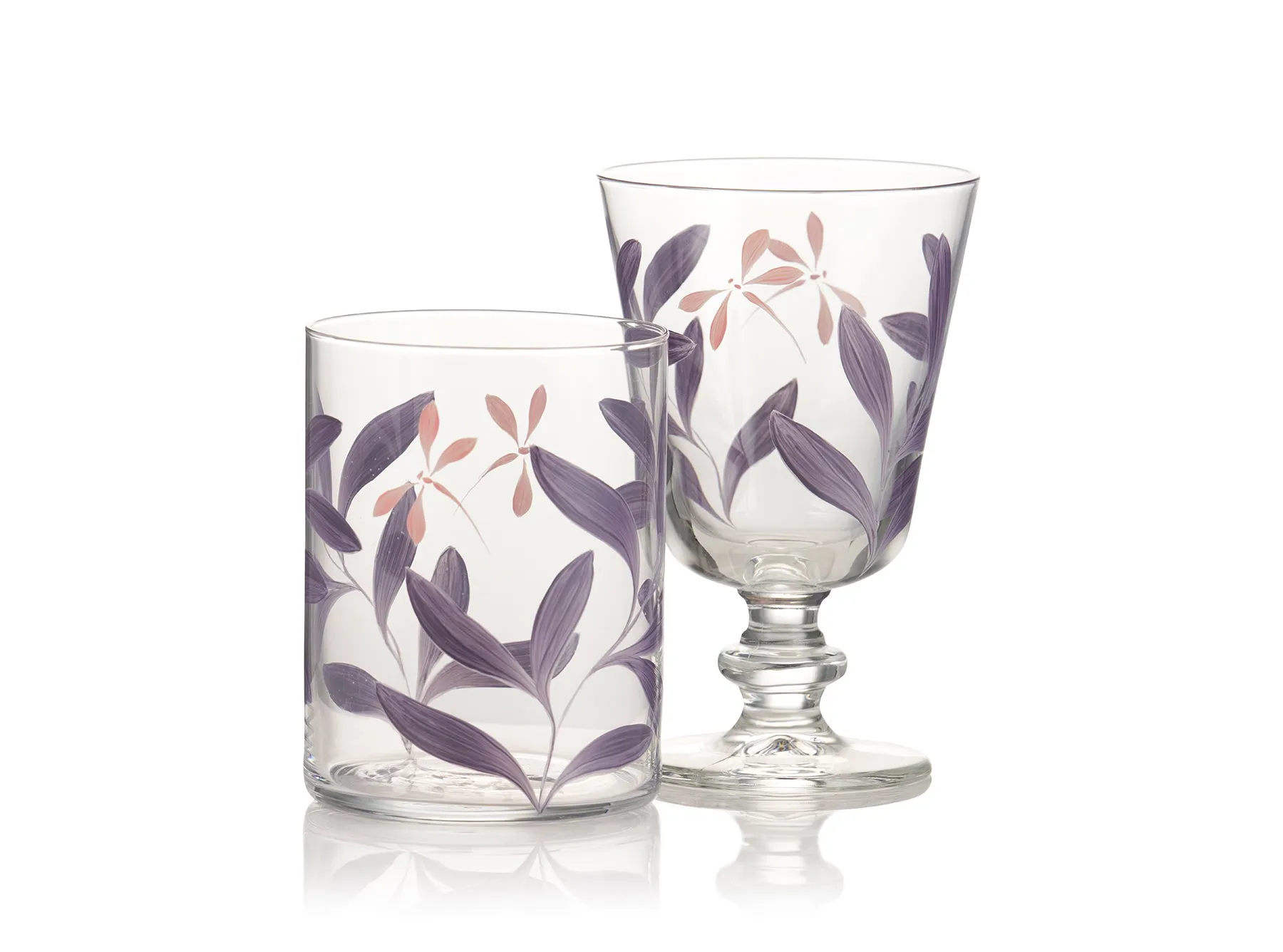 Purple Leaf & Dragonfly Wine Glass