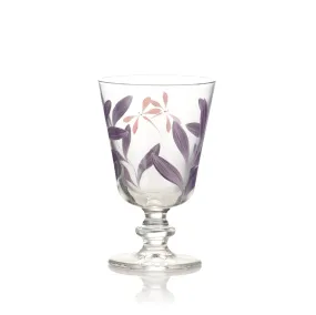 Purple Leaf & Dragonfly Wine Glass