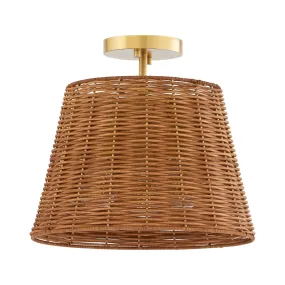 Quorum WICKER 2893-13-80 Semi Flush Pendant ceiling light fixture boho-chic design - Aged Brass, Espresso