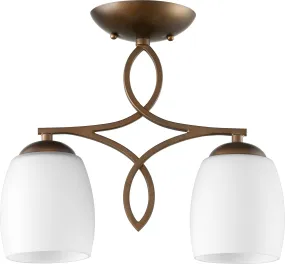 Quorum Willingham 3212-2-186 Ceiling Mount Light Fixture - Oiled Bronze, Satin Opal