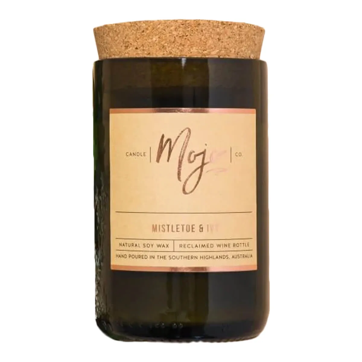 Reclaimed Wine Bottle Soy Wax Candle - Mistletoe & Ivy