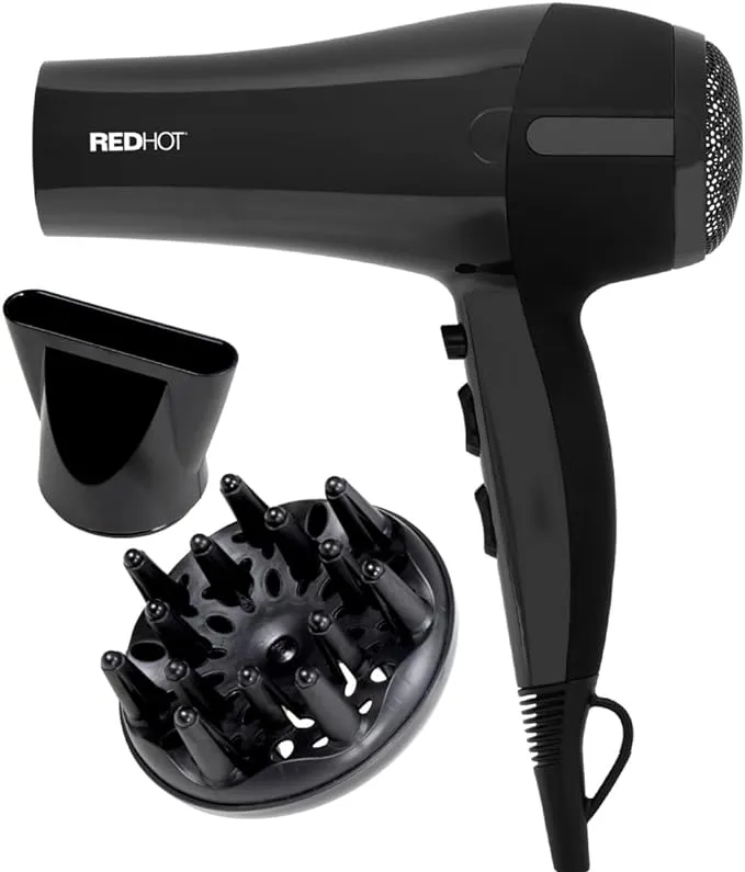 Red Hot 2200w Professional Hair Dryer With Diffuser