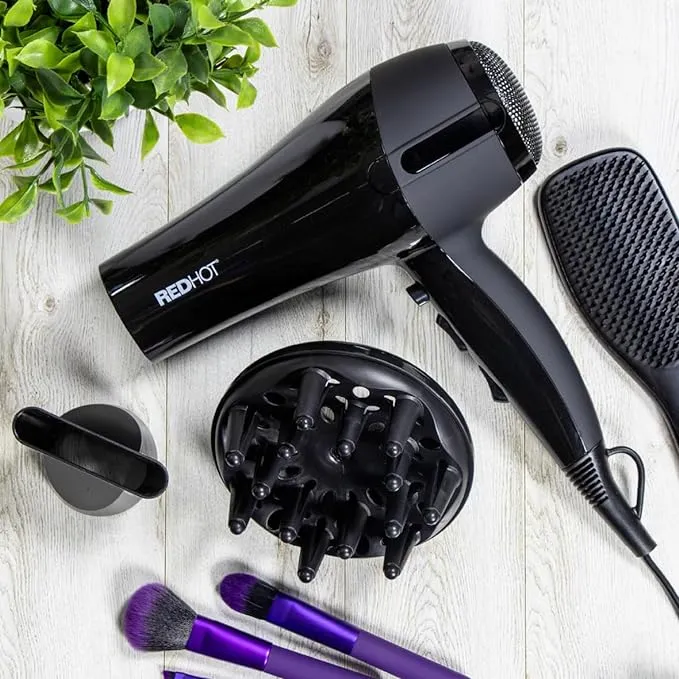 Red Hot 2200w Professional Hair Dryer With Diffuser