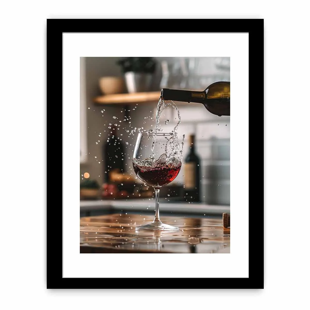 Red Wine Framed Print - High Quality, Archival Paper with Radiata Pine Wood Frame