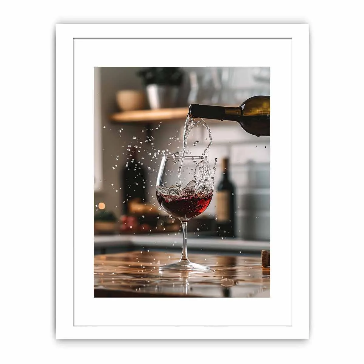 Red Wine Framed Print - High Quality, Archival Paper with Radiata Pine Wood Frame