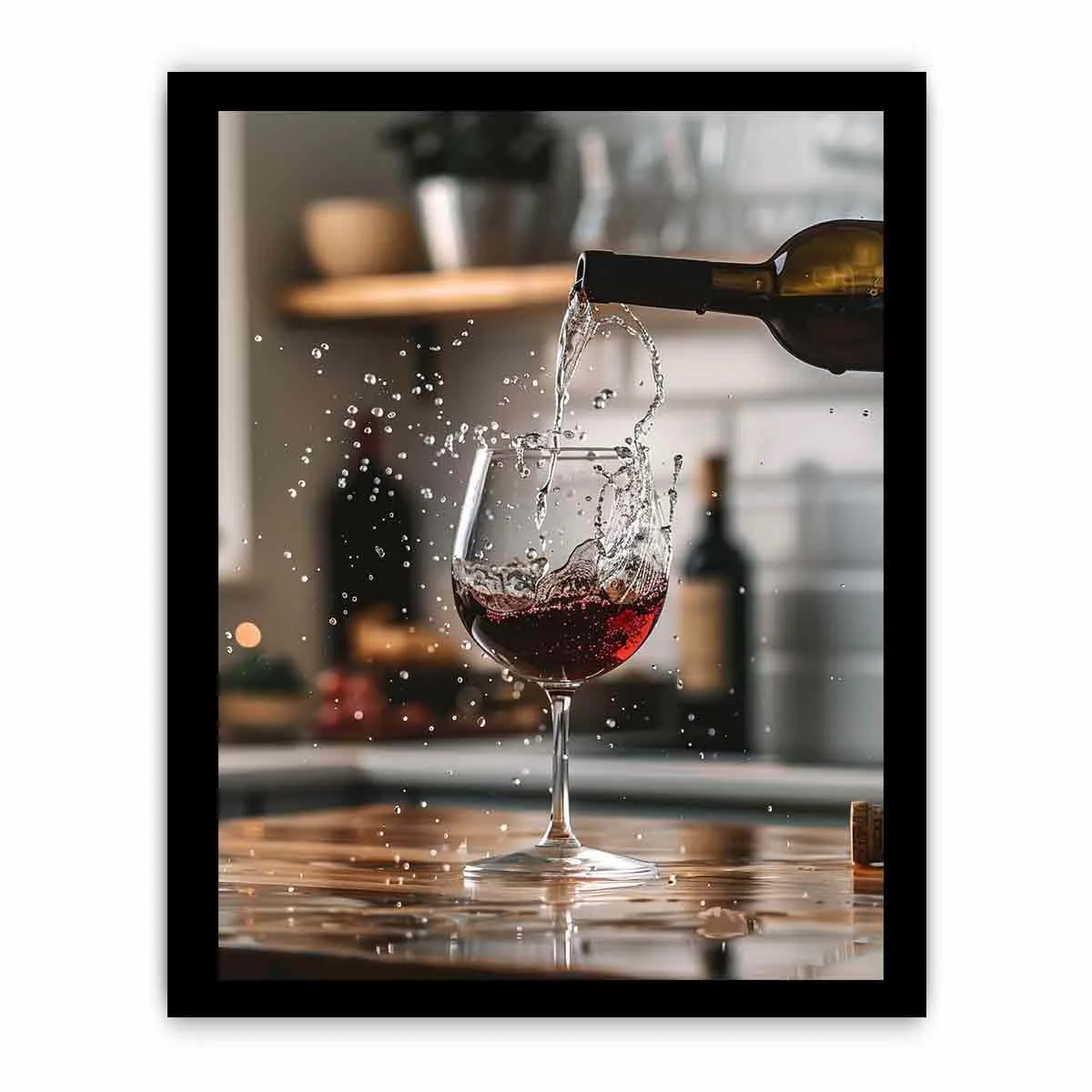 Red Wine Framed Print - High Quality, Archival Paper with Radiata Pine Wood Frame