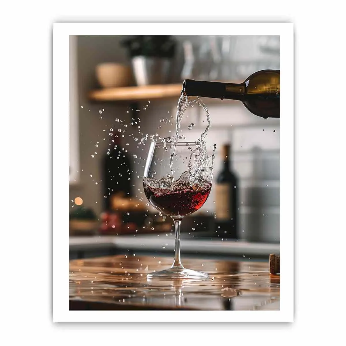 Red Wine Framed Print - High Quality, Archival Paper with Radiata Pine Wood Frame