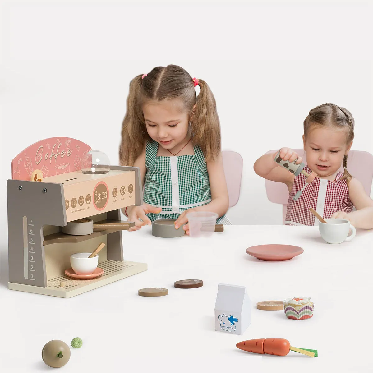 ROBUD Coffee Maker Wooden Espresso Machine Playset