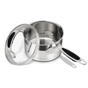 Rorence Stainless Steel Saucepan with Silicone Coated Handles and Pout Spouts