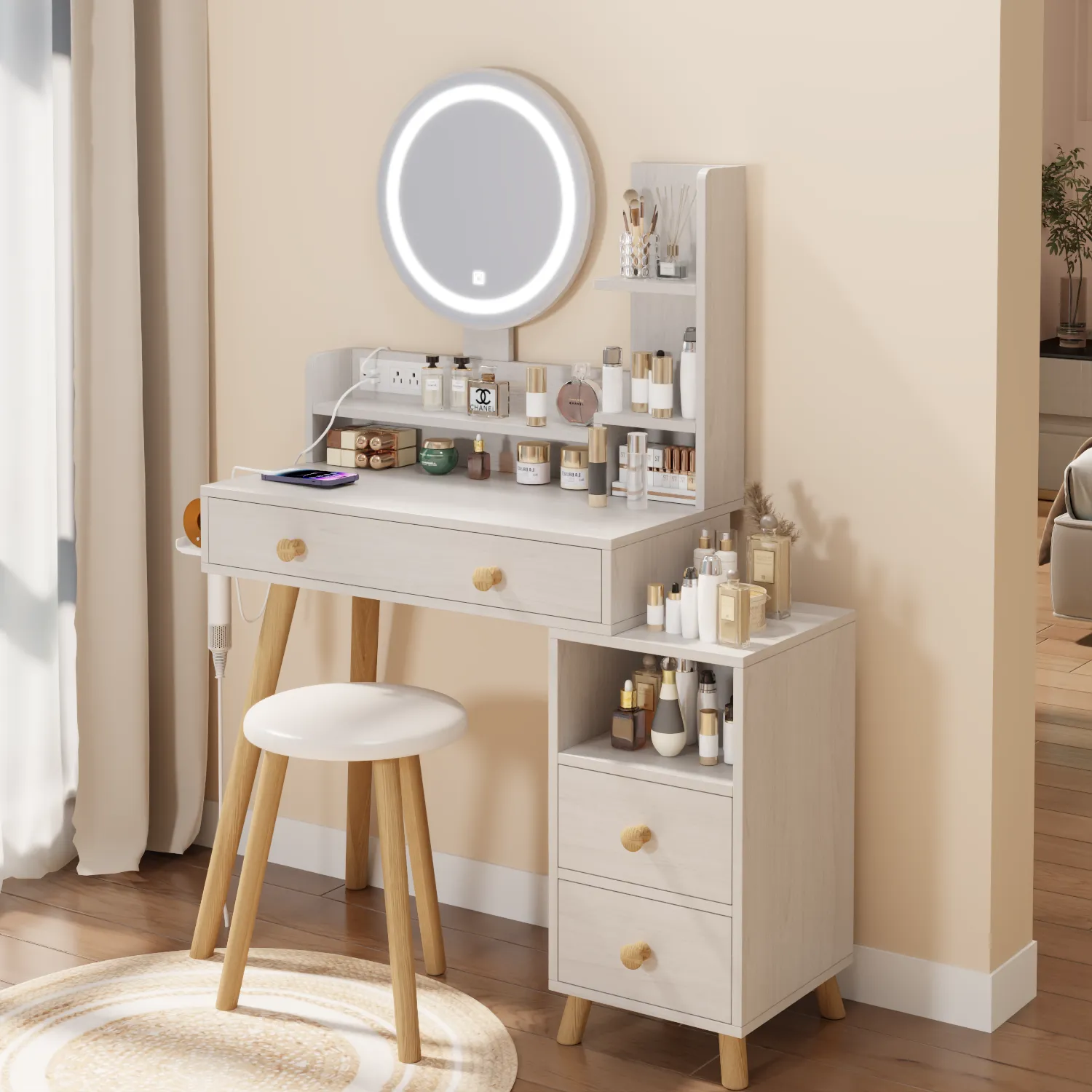 Round II Makeup Vanity Desk Set