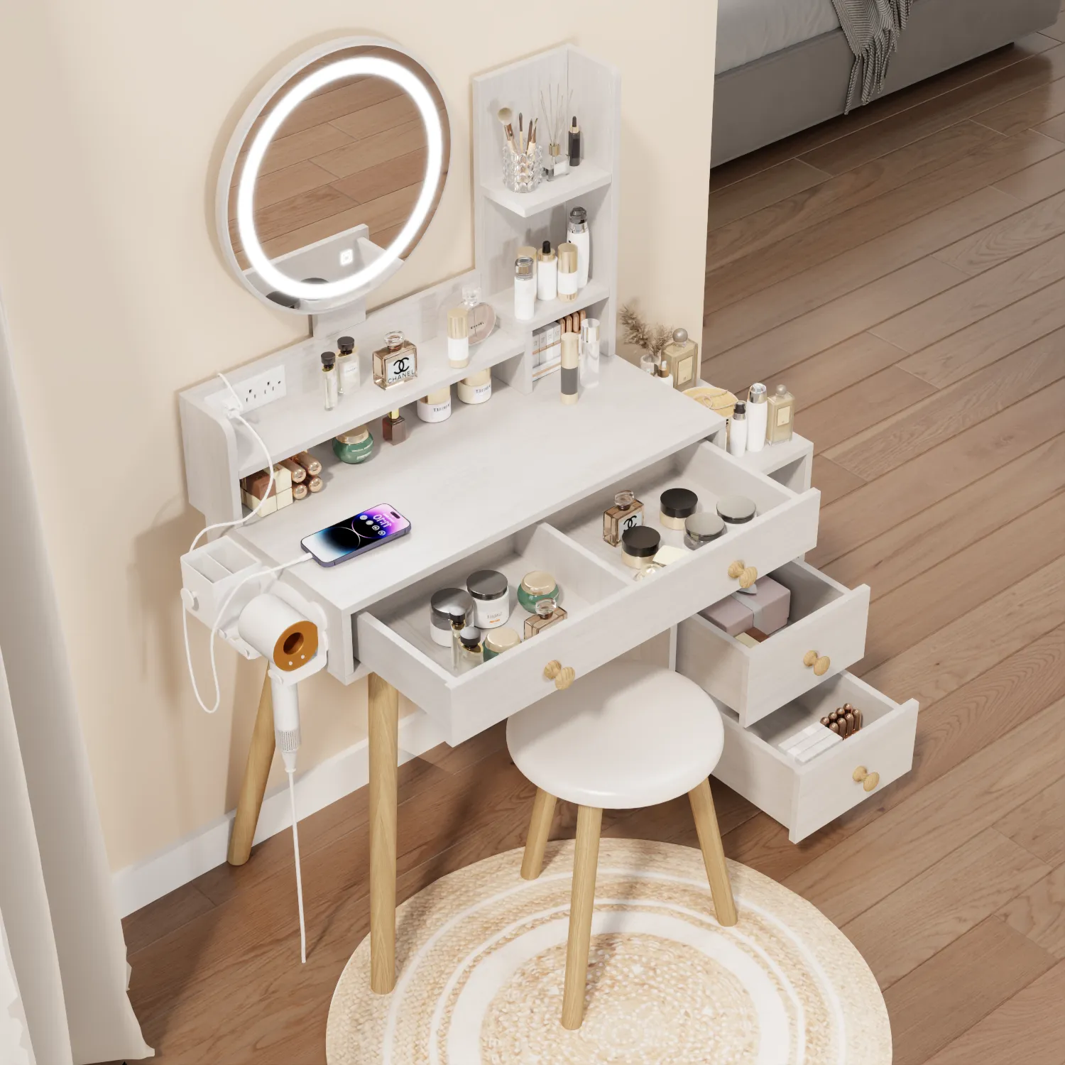 Round II Makeup Vanity Desk Set