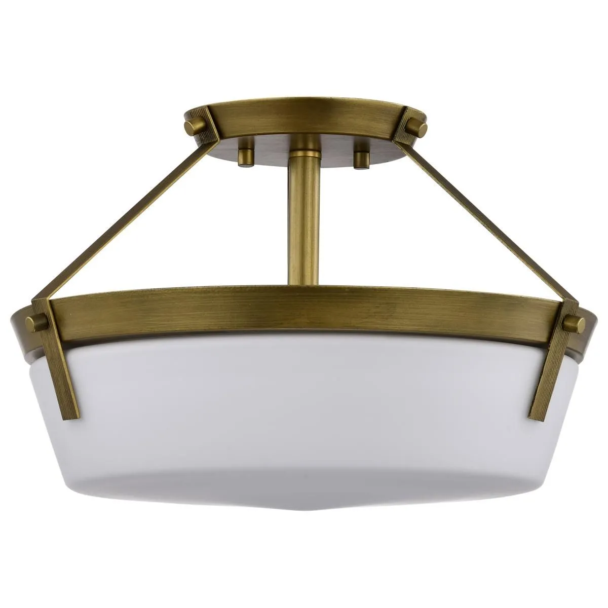 Rowen 15 in. 3 lights Semi-flush Mount Light Natural Brass Finish