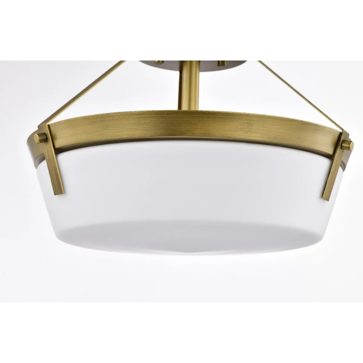 Rowen 15 in. 3 lights Semi-flush Mount Light Natural Brass Finish