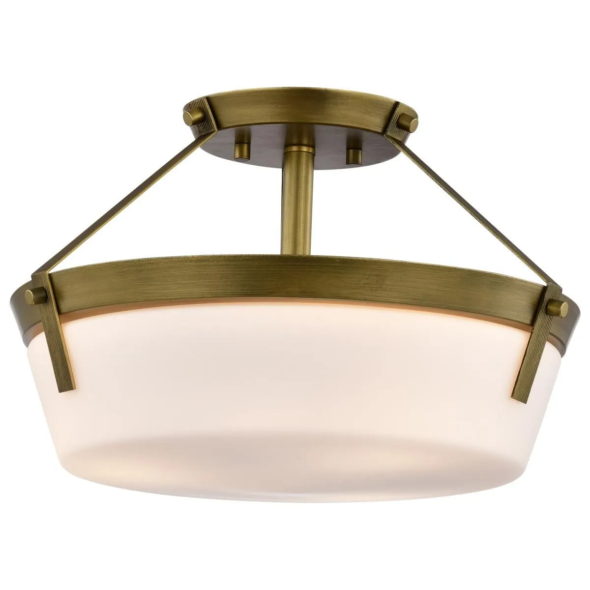 Rowen 15 in. 3 lights Semi-flush Mount Light Natural Brass Finish