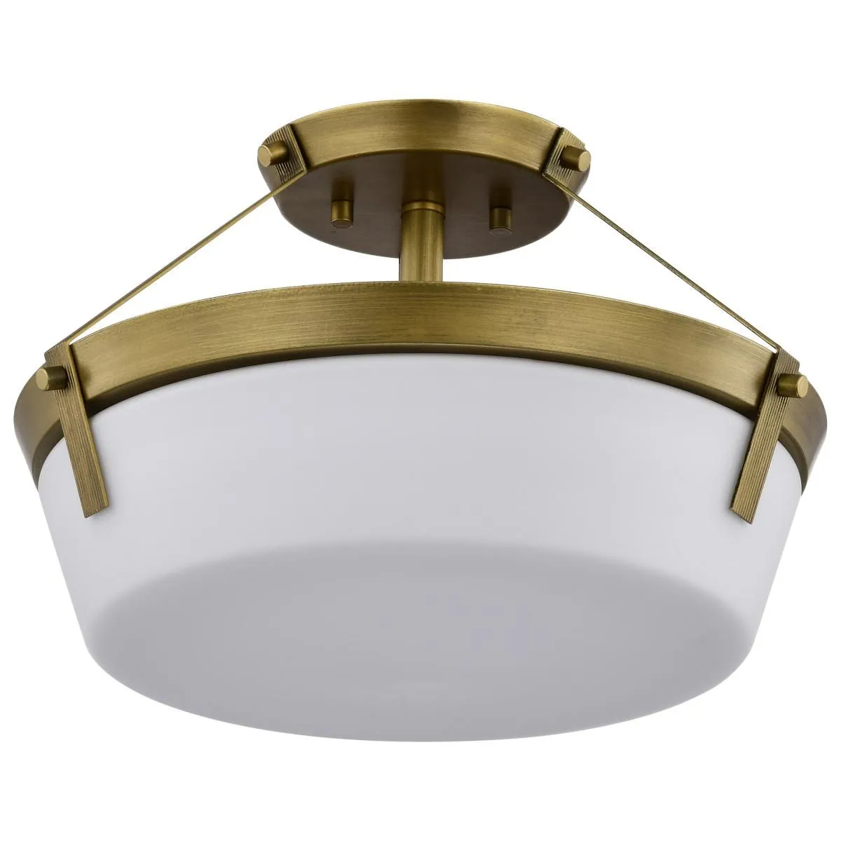 Rowen 15 in. 3 lights Semi-flush Mount Light Natural Brass Finish