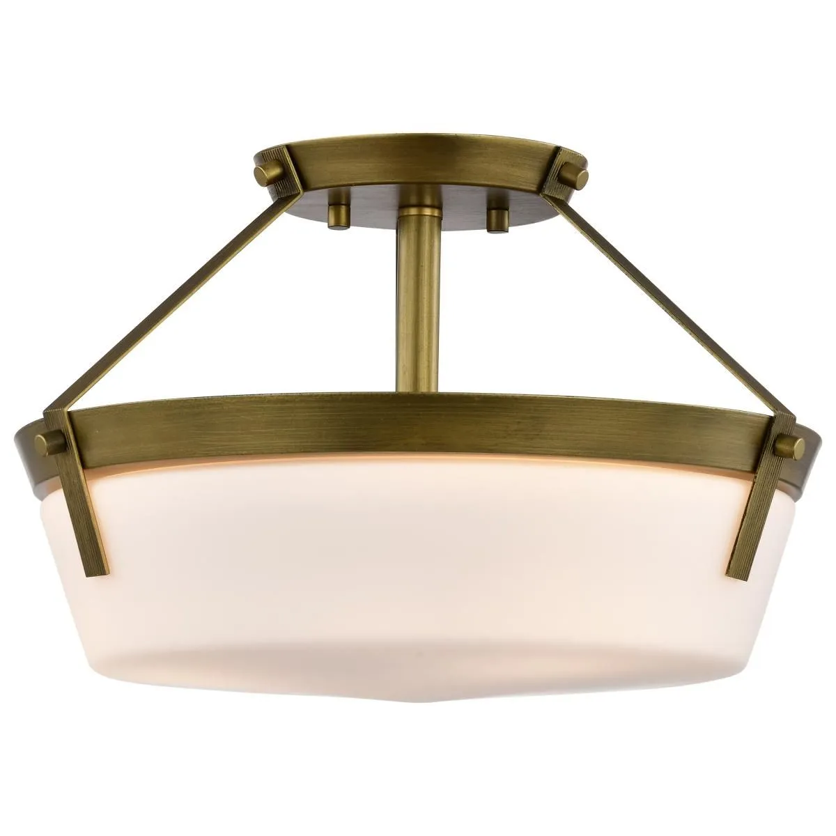 Rowen 15 in. 3 lights Semi-flush Mount Light Natural Brass Finish