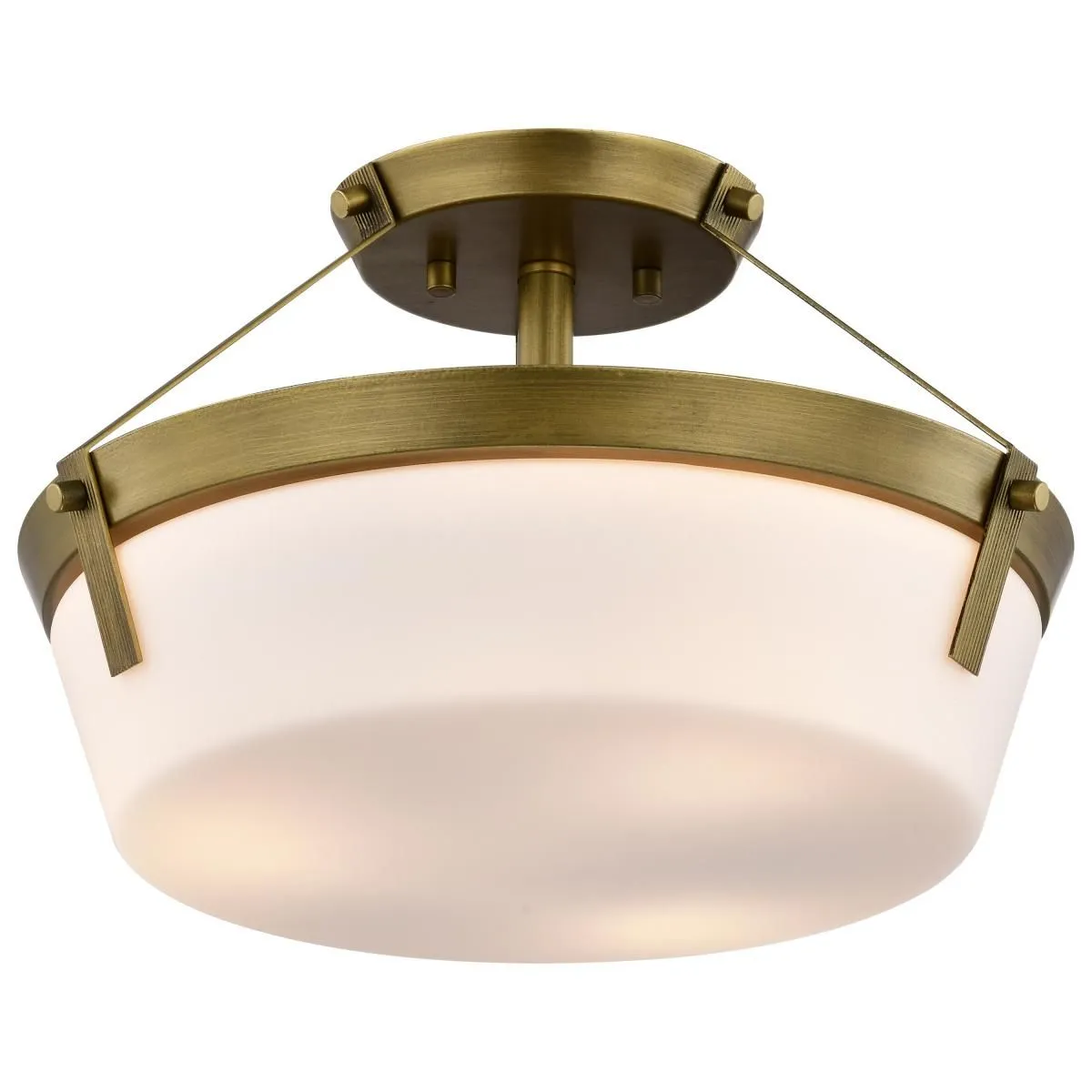 Rowen 15 in. 3 lights Semi-flush Mount Light Natural Brass Finish