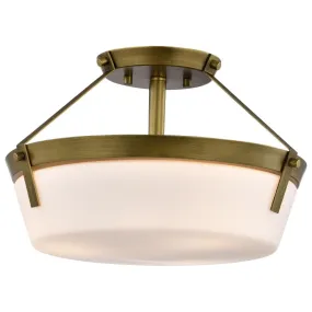 Rowen 15 in. 3 lights Semi-flush Mount Light Natural Brass Finish