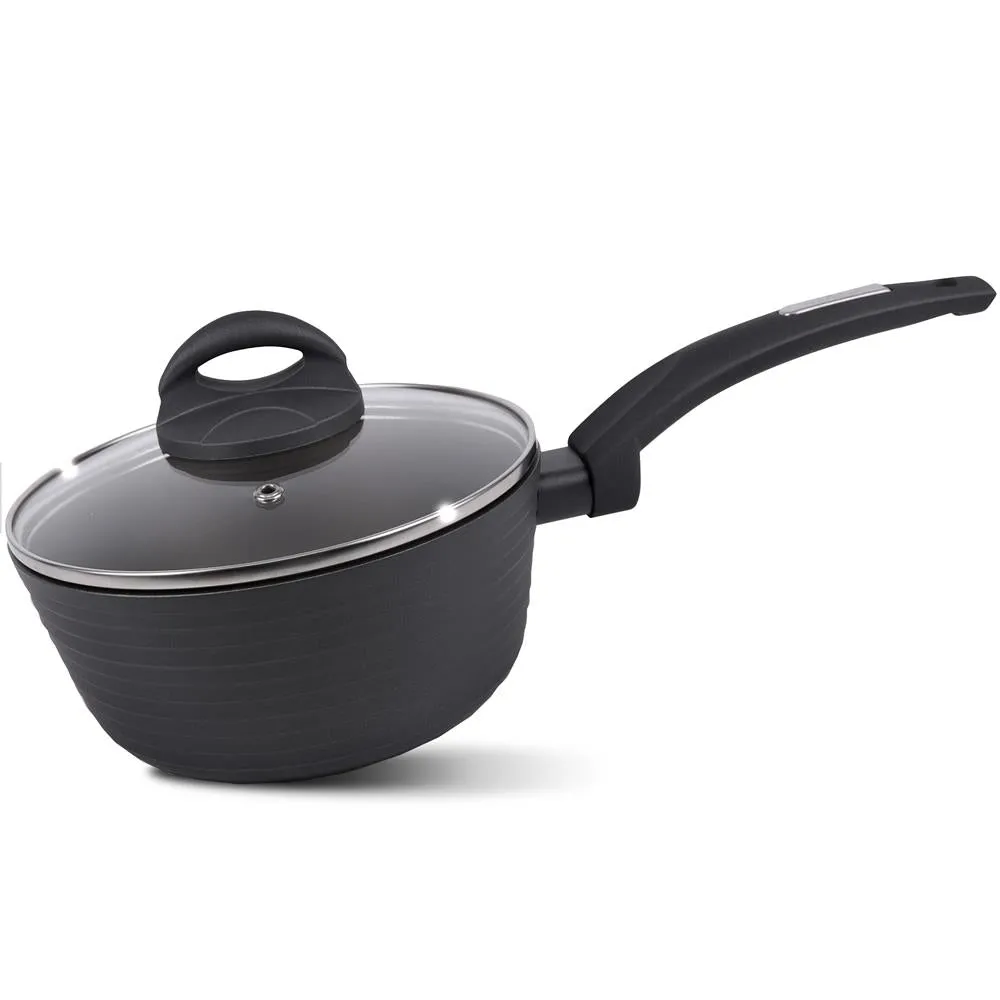 Saucepan Pot With Lid - Non-Stick Stylish Kitchen Cookware With Metallic Ridge-Line Pattern, 1.5 Quart (Works With Model: Nccw12S)