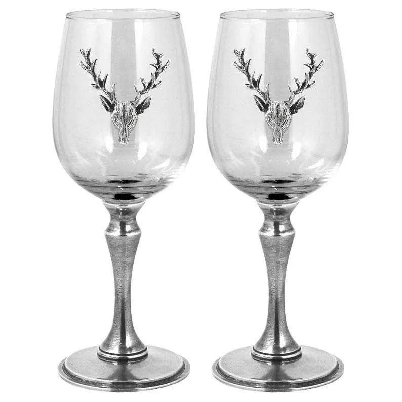 Stag Pewter Wine Glass Set