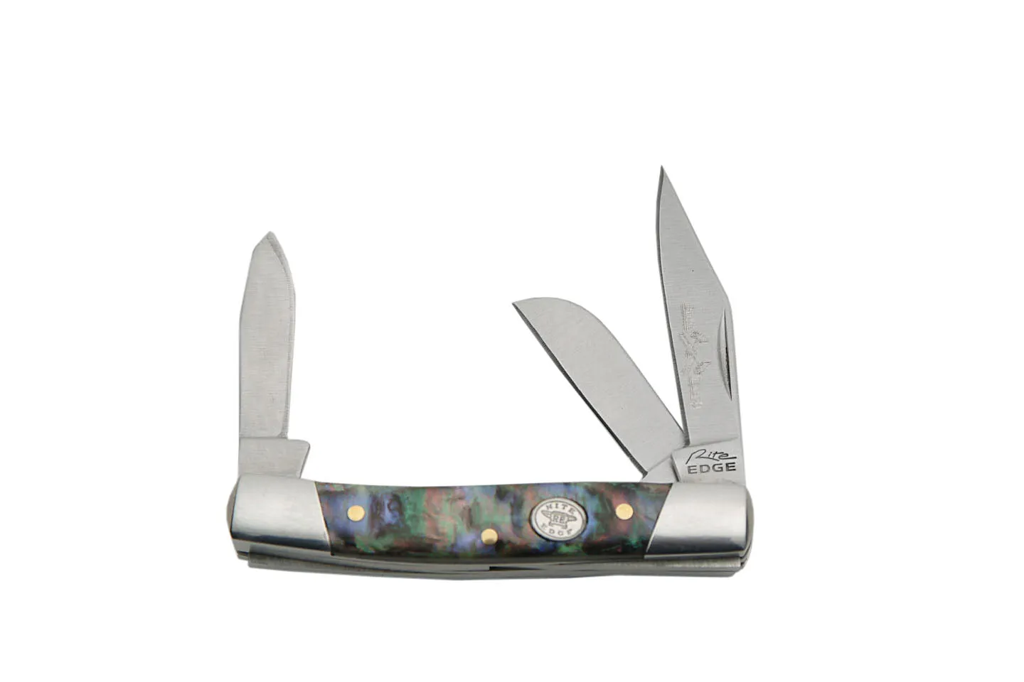 Stockman 3-Blade Pocket Knife - Purple and Green Pearl