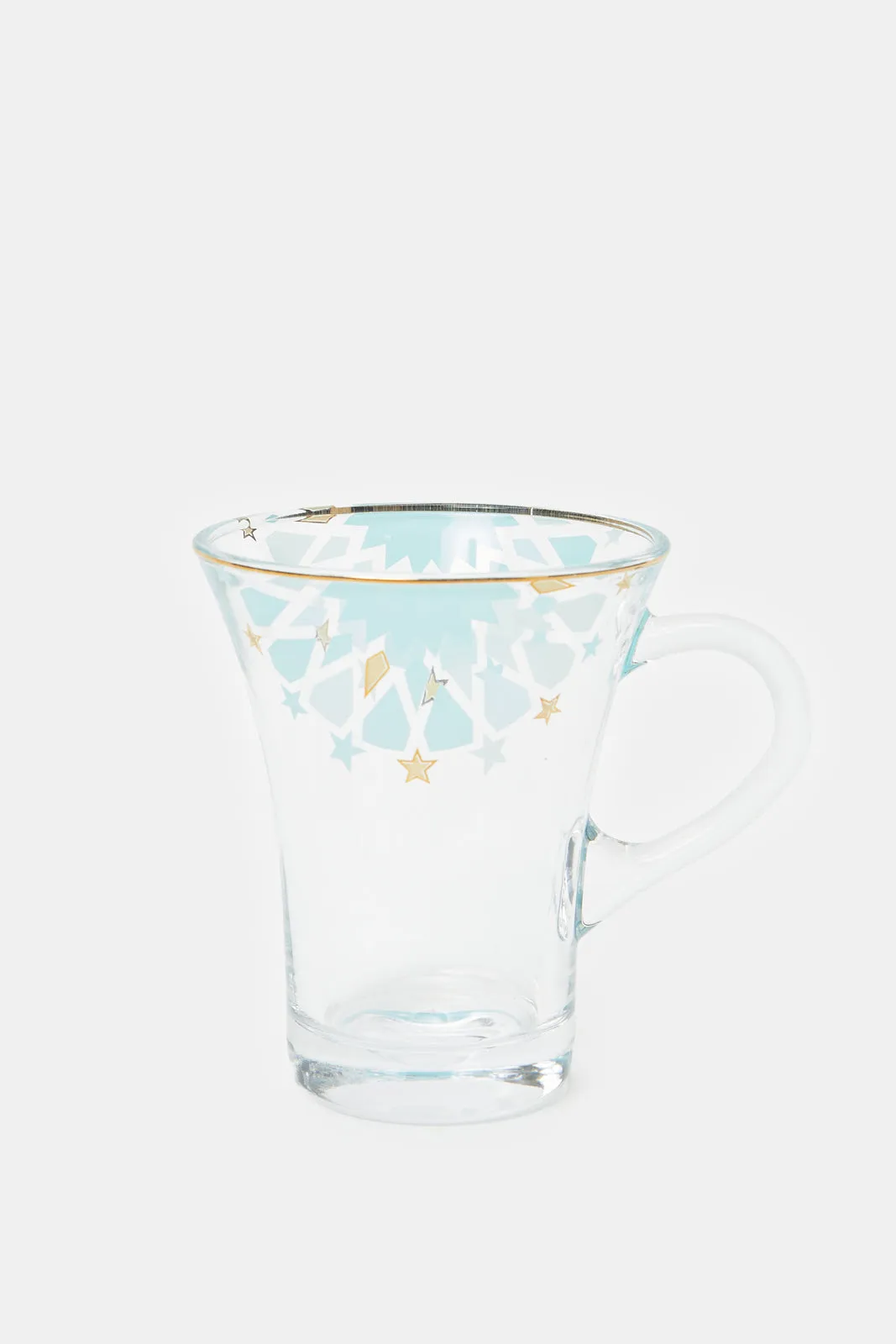 Teal Floral Glass Tea Cup & Saucer (2 Piece)