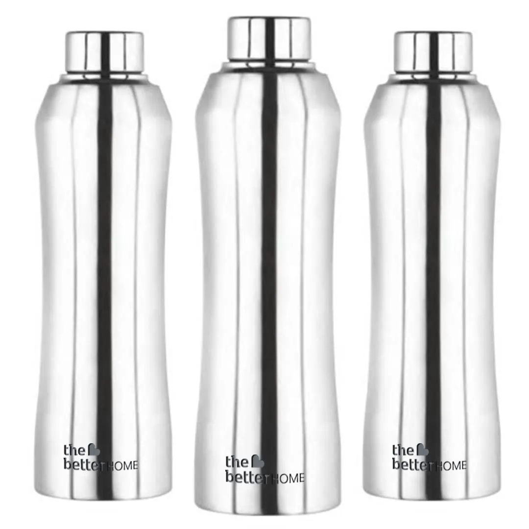 The Better Home Steel Water Bottle (3Pcs-1 Litre) Water Bottle For Kids School | Water Bottle For Home | Leak- Proof BPA Free | Gym Water Bottle | Water Bottle For Office | Aesthetic Water Bottle