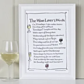 The Wine Lover's Week Poem Print