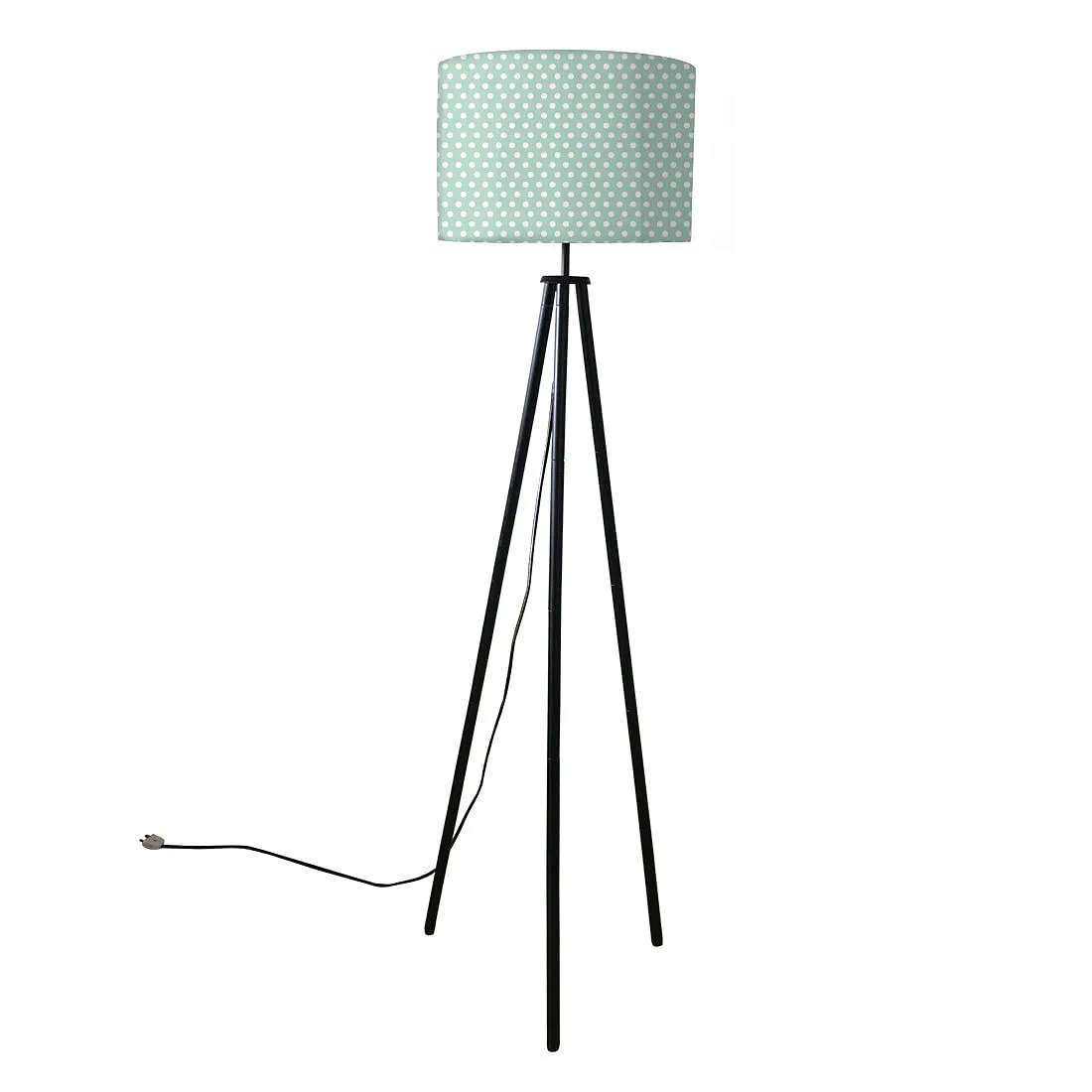 Tripod Floor Lamp Standing Light for Living Rooms -Mint Blue Polka