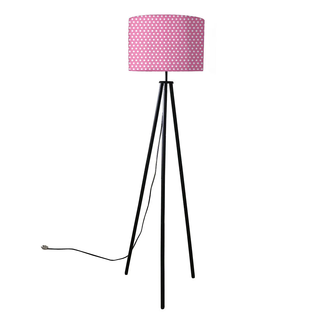 Tripod Floor Lamp Standing Light for Living Rooms -Pink Polka