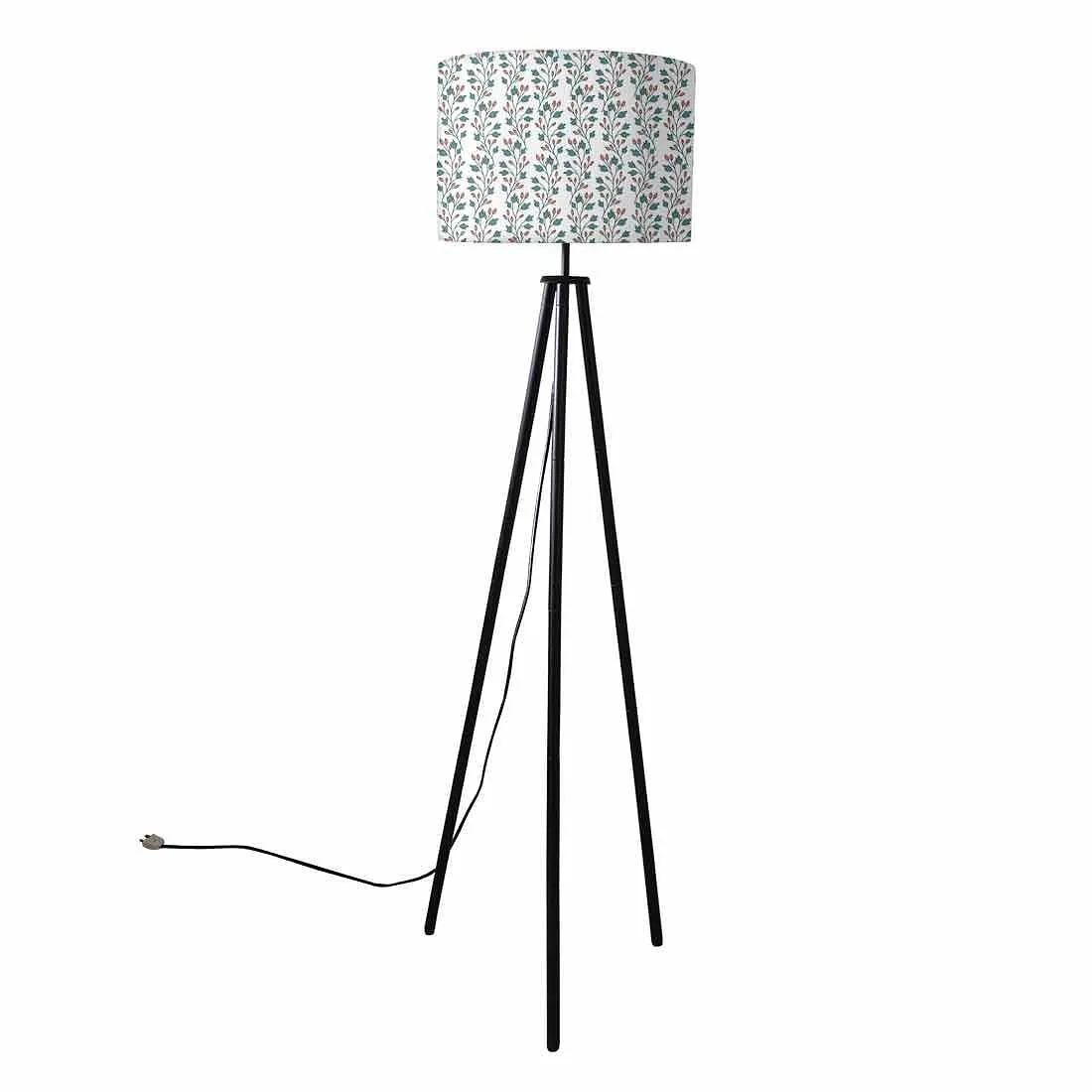 Tripod Standing Floor Lamp -Green Red Branches