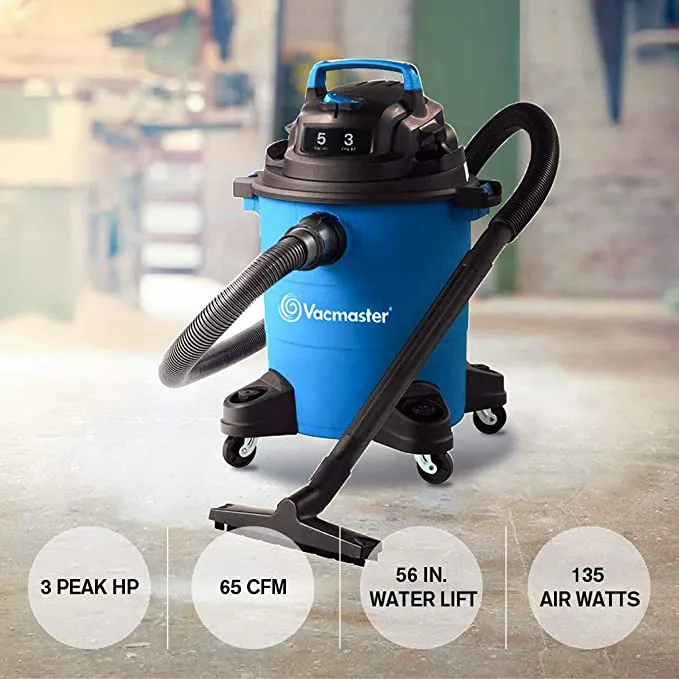 Vacmaster Wet/Dry Vacuum 12 gallon with its 5 Peak HP motor has all the power you need for your home, garage or shop- 550301