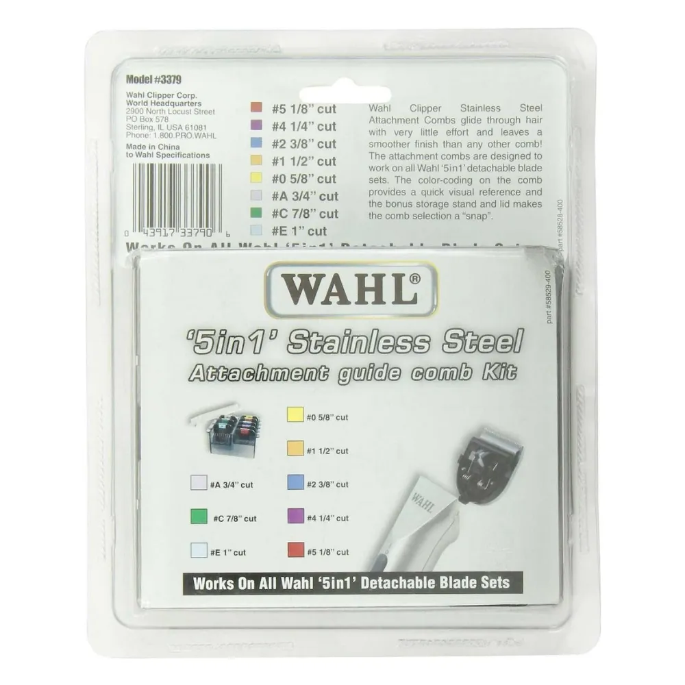 Wahl Stainless Steel Comb Set For 5-in-1 Blades 8 Pack   Container - 3mm to 2.5cm