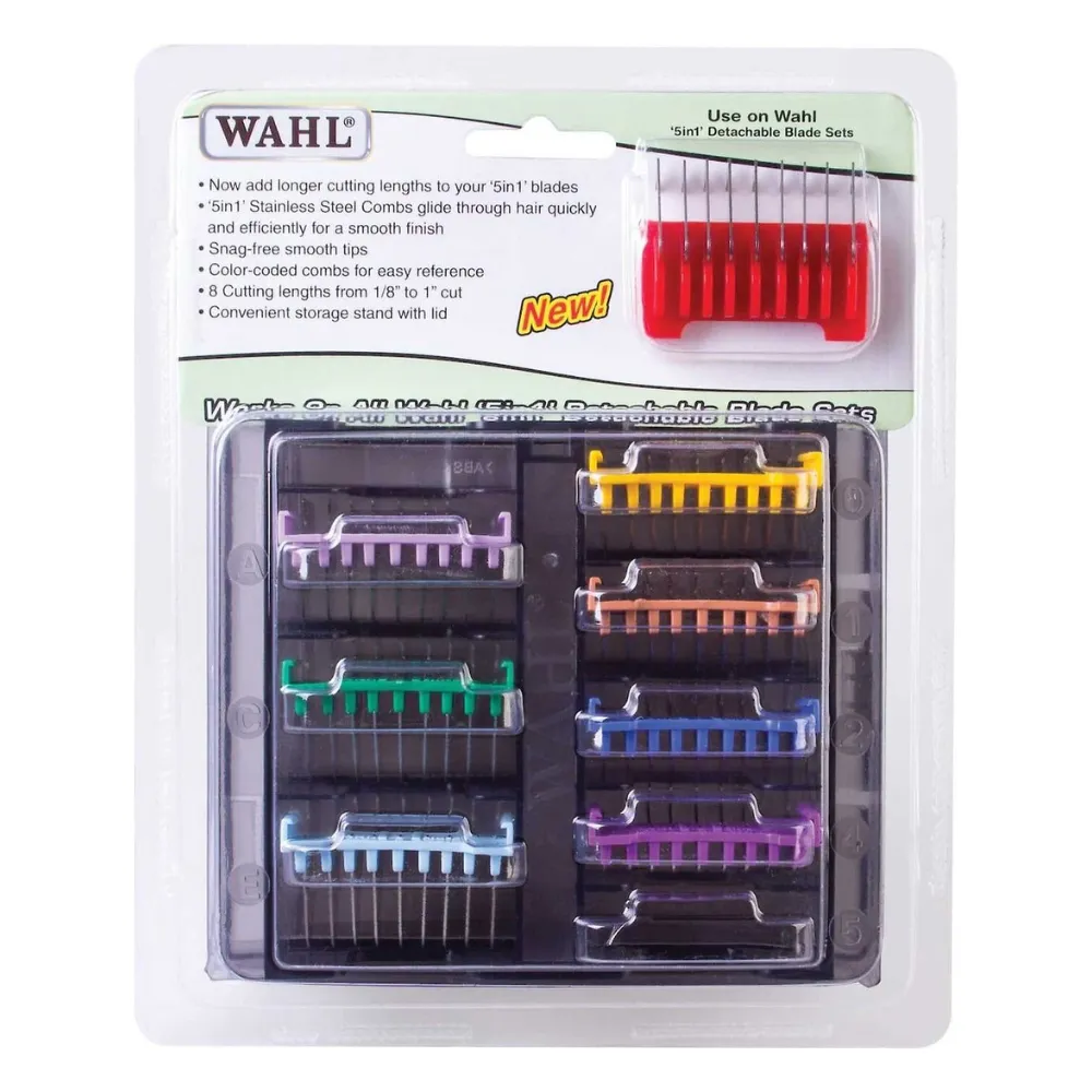 Wahl Stainless Steel Comb Set For 5-in-1 Blades 8 Pack   Container - 3mm to 2.5cm