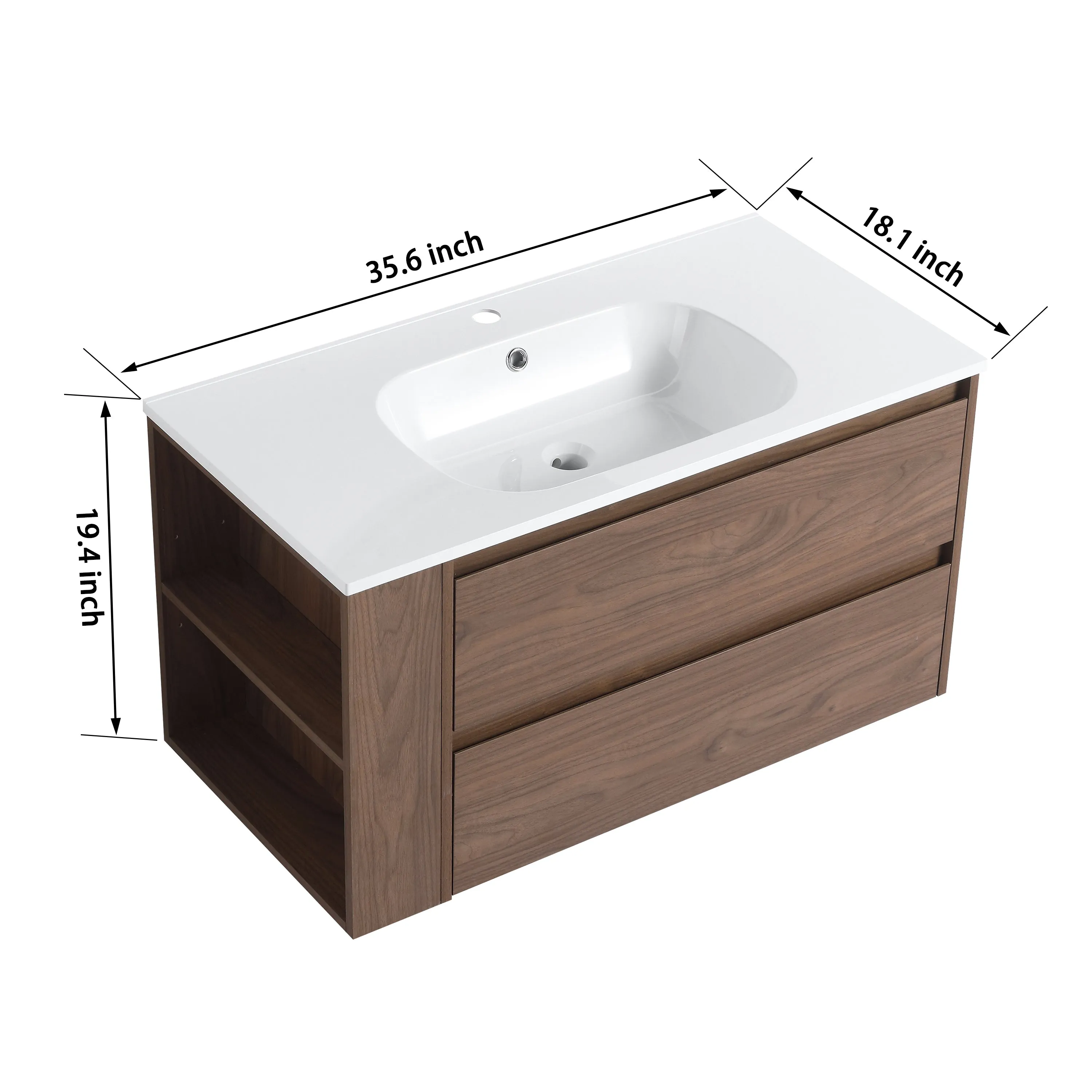 Wall Mounting Bathroom Vanity With Gel Sink