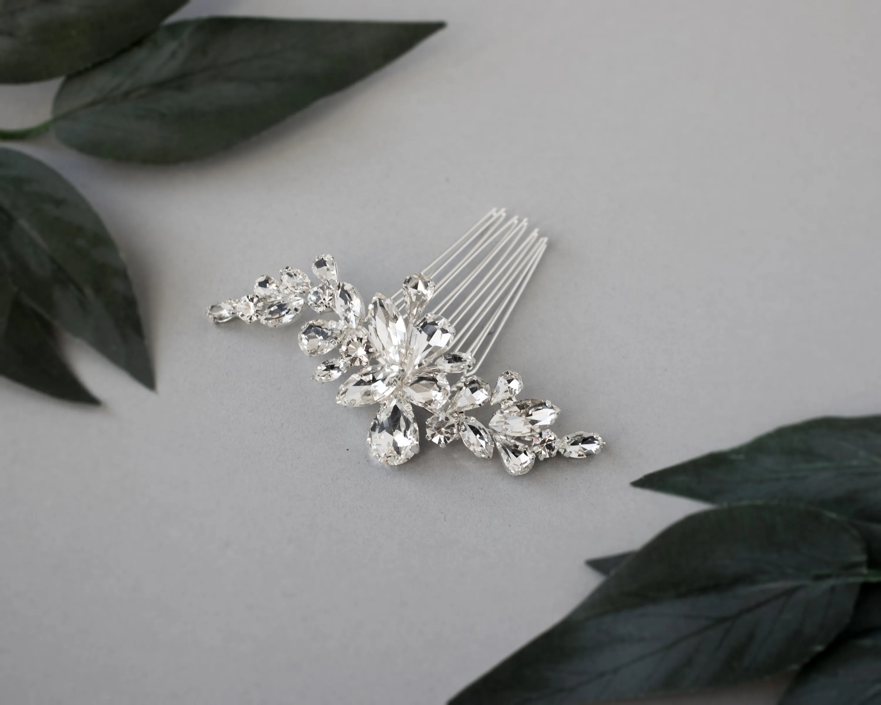 Waterdrop and Marquise Crystal Hair Comb